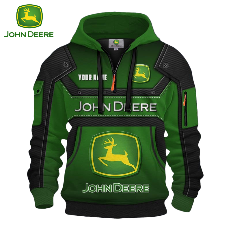 John Deere® 2025 új sport kültéri munkára való kasmír bélésű kapucnis pulóver