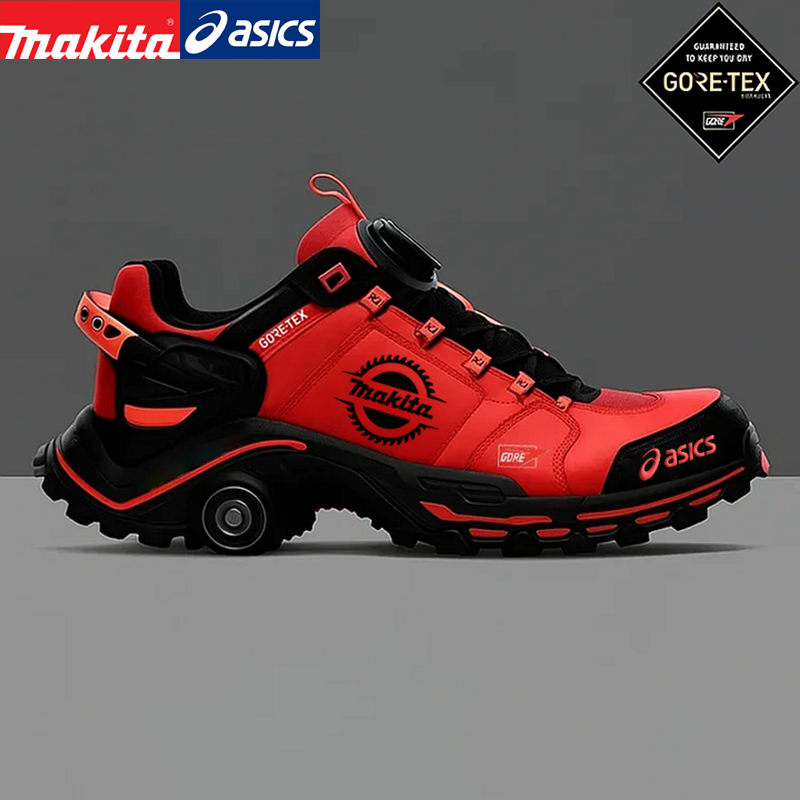 Férfi MAKITA® és ASICS® munkáscipő acél orrú, repedés- és átszúrásálló talppal.