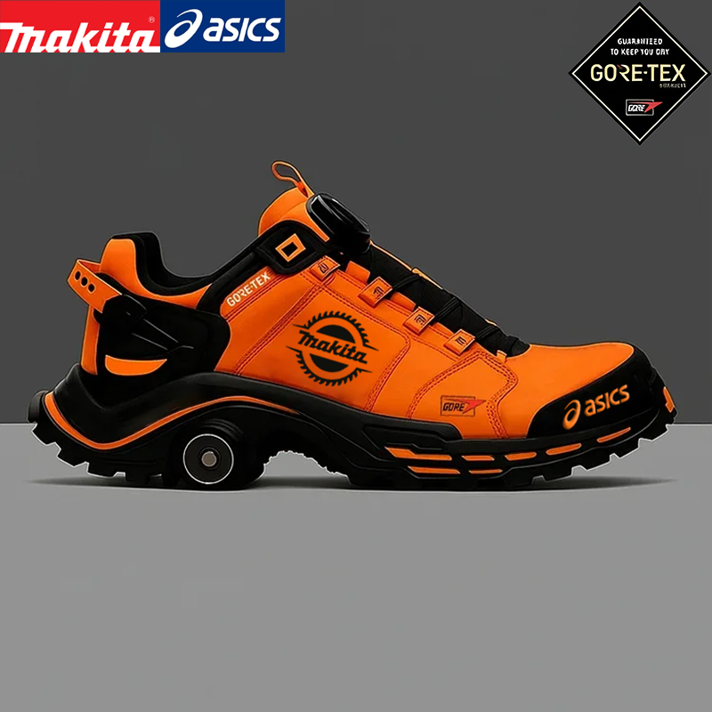 Férfi MAKITA® és ASICS® munkáscipő acél orrú, repedés- és átszúrásálló talppal.