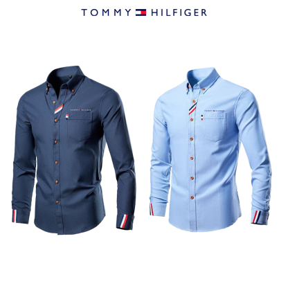 Tommy Hilfiger új férfi hosszú ujjú zsebes ing, kétrészes szett