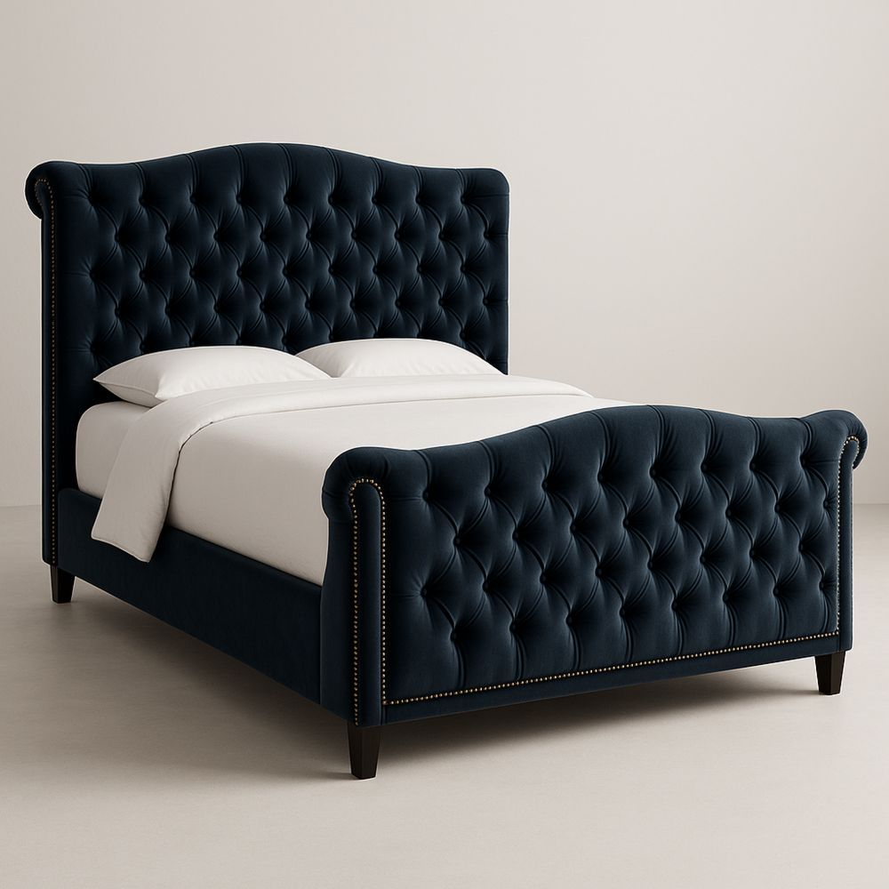 Samettikangas verhoiltu sänky tummansininen 200 cm x 160 cm x 120 cm-Pureauroravital