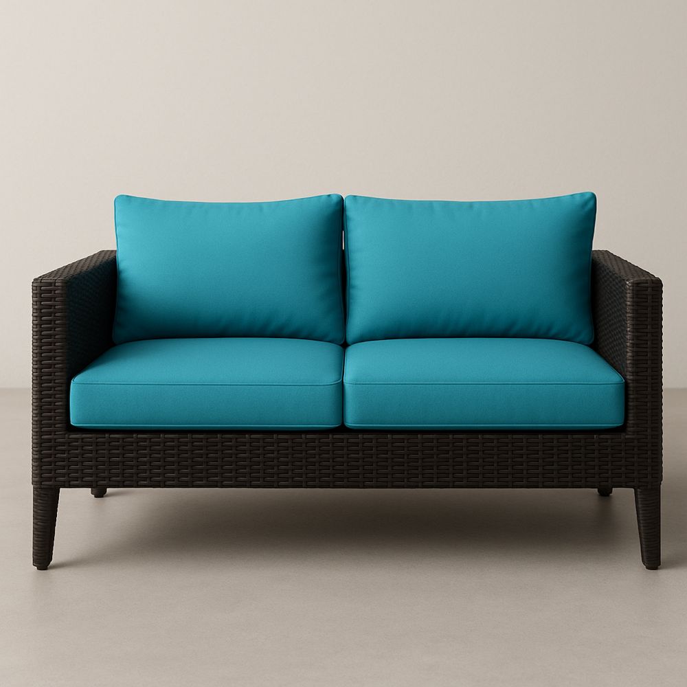 Metallinen polyrottinkisohva sinisillä polyesteripehmusteilla-Pureauroravital