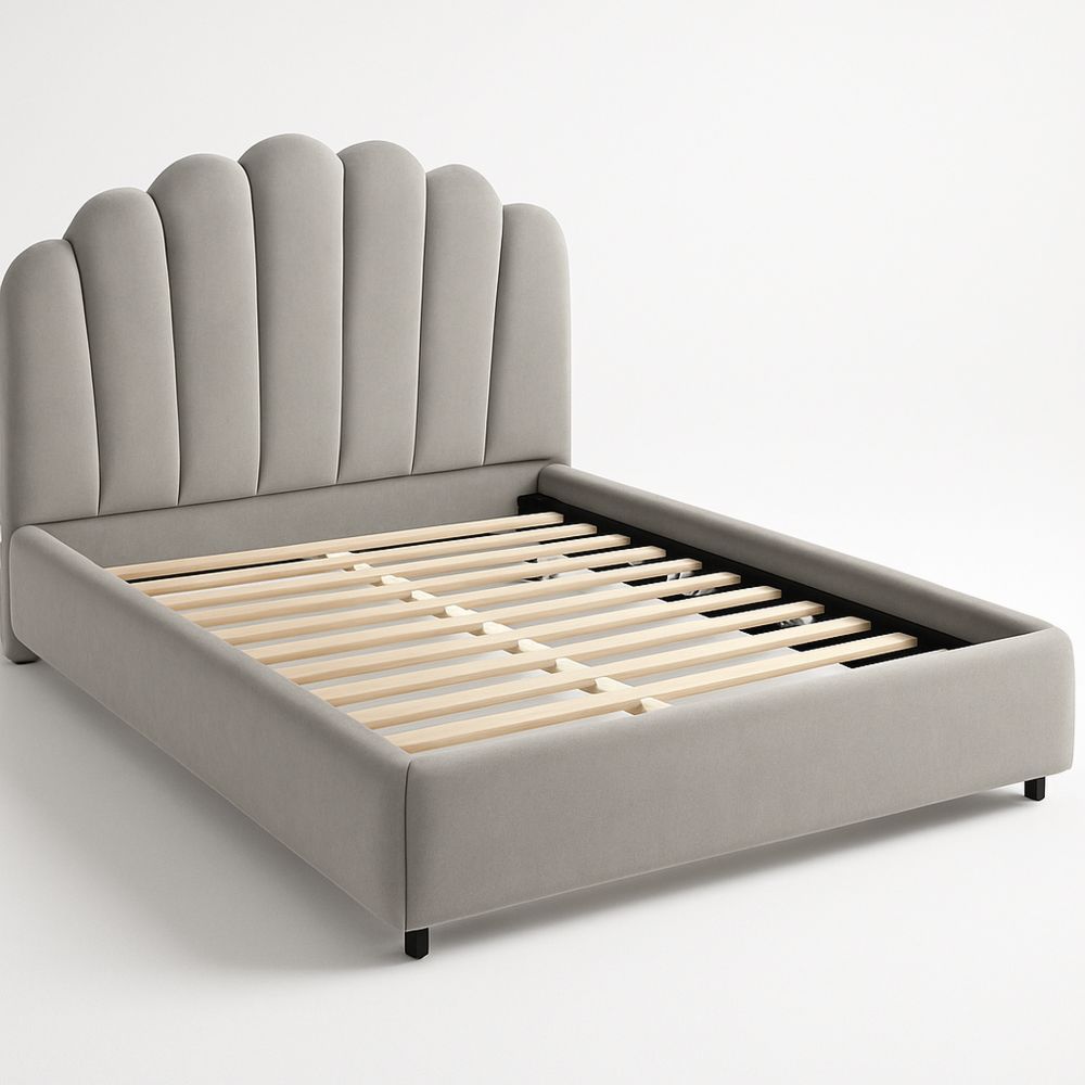 Kangassänky 160x200 cm Vaaleanharmaa Metalli- ja Puurakenne-Pureauroravital