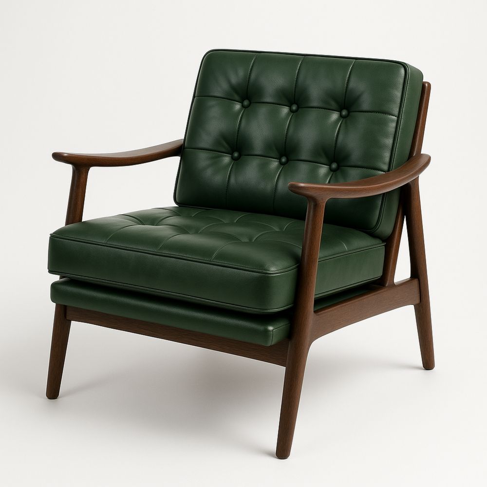 Vihreä nahkainen nojatuoli puurunko 80x75x70 cm-Pureauroravital