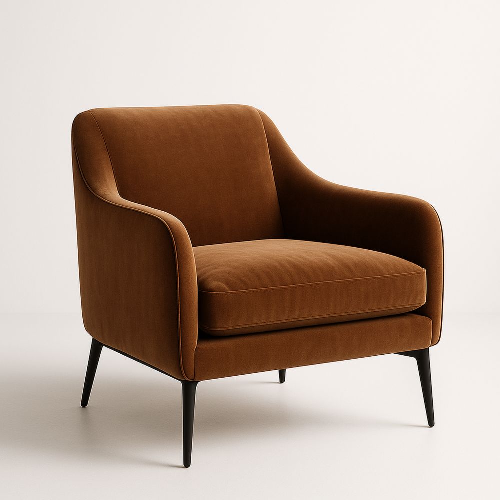 Samettinen nojatuoli metallijalat ruskea 90x85x75cm-Pureauroravital