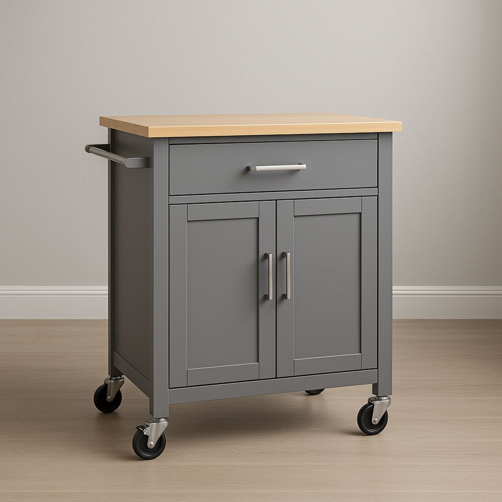 Keittiösaareke pyörillä MDF/metallinharmaa 76x46x91cm-Pureauroravital