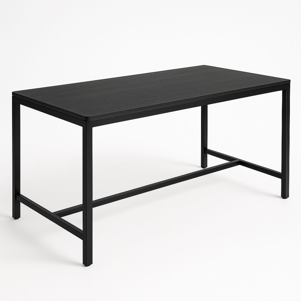 Musta MDF teräksinen ruokapöytä 150x75x75 cm-Pureauroravital
