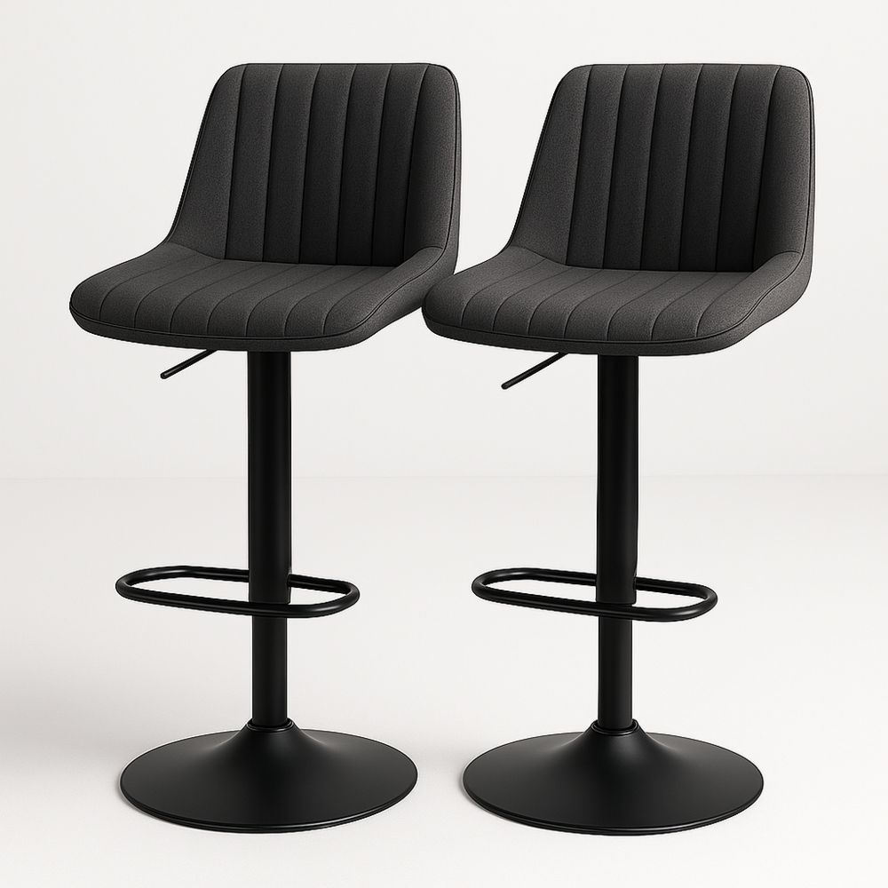 Kankaiset Mustat Baarituolit 2 Kpl Metallirunko-Pureauroravital