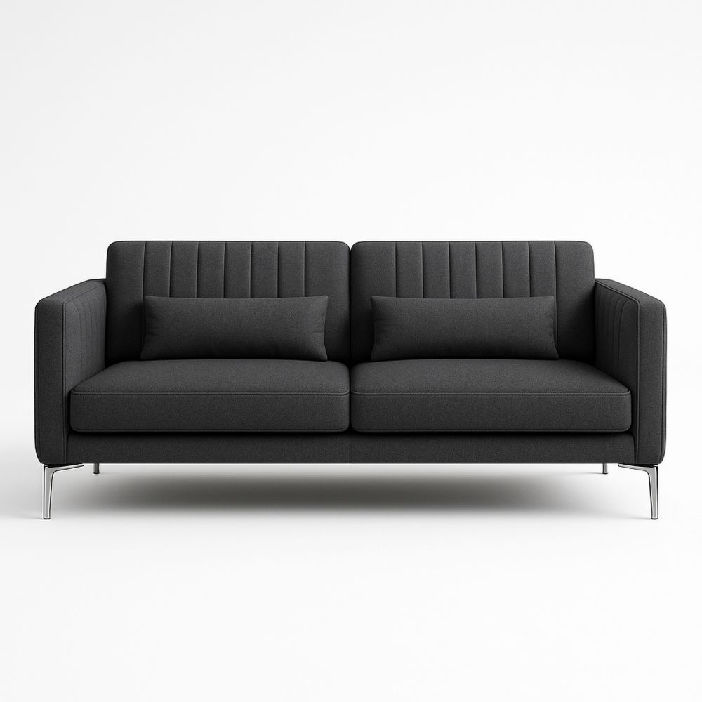 Kangas kolmipaikkainen sohva, musta, metallijalat-Pureauroravital