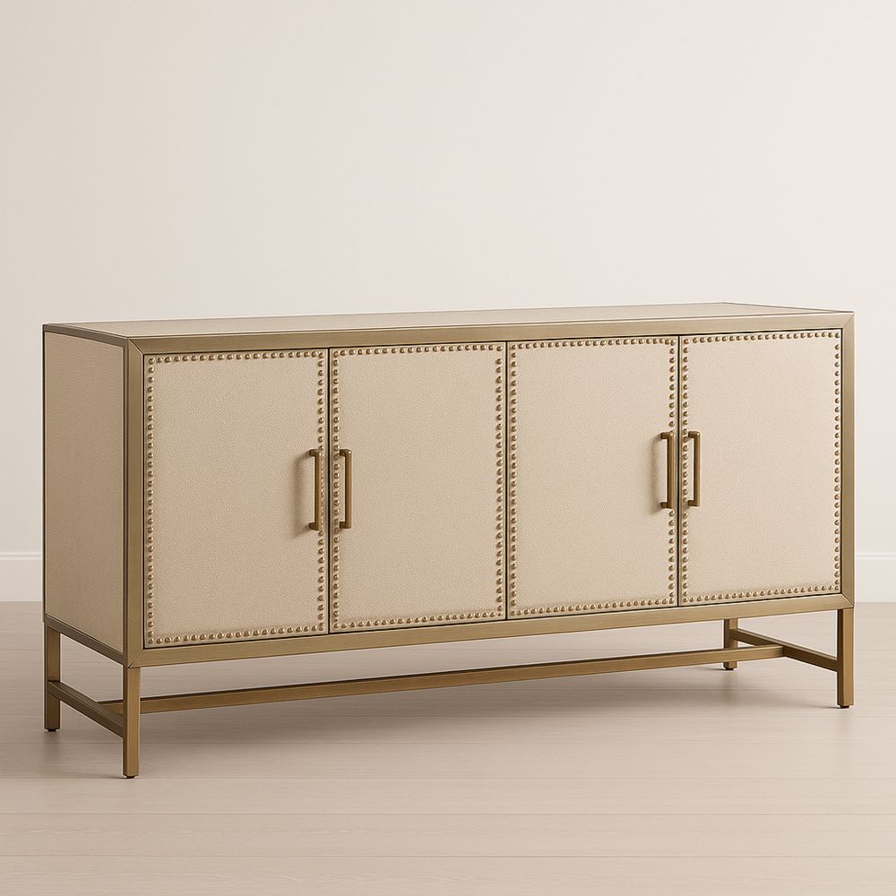 Koristeluukkukomuutti nahka- ja metallirakenteella 76x183x46 cm-Pureauroravital