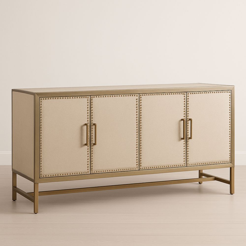 Koristeluukkukomuutti nahka- ja metallirakenteella 76x183x46 cm-Pureauroravital