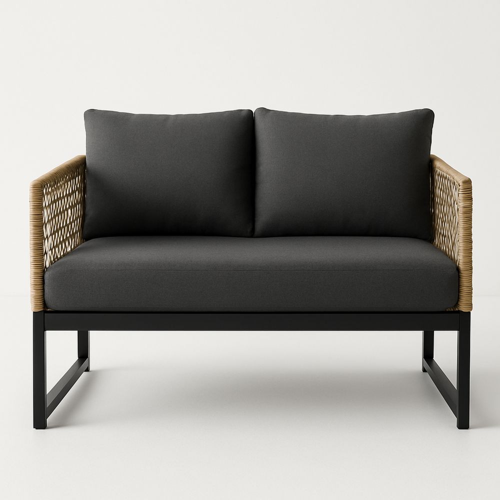 Kaksipaikkainen ulkosohva alumiinirungolla ja polyesterityynyillä-Pureauroravital