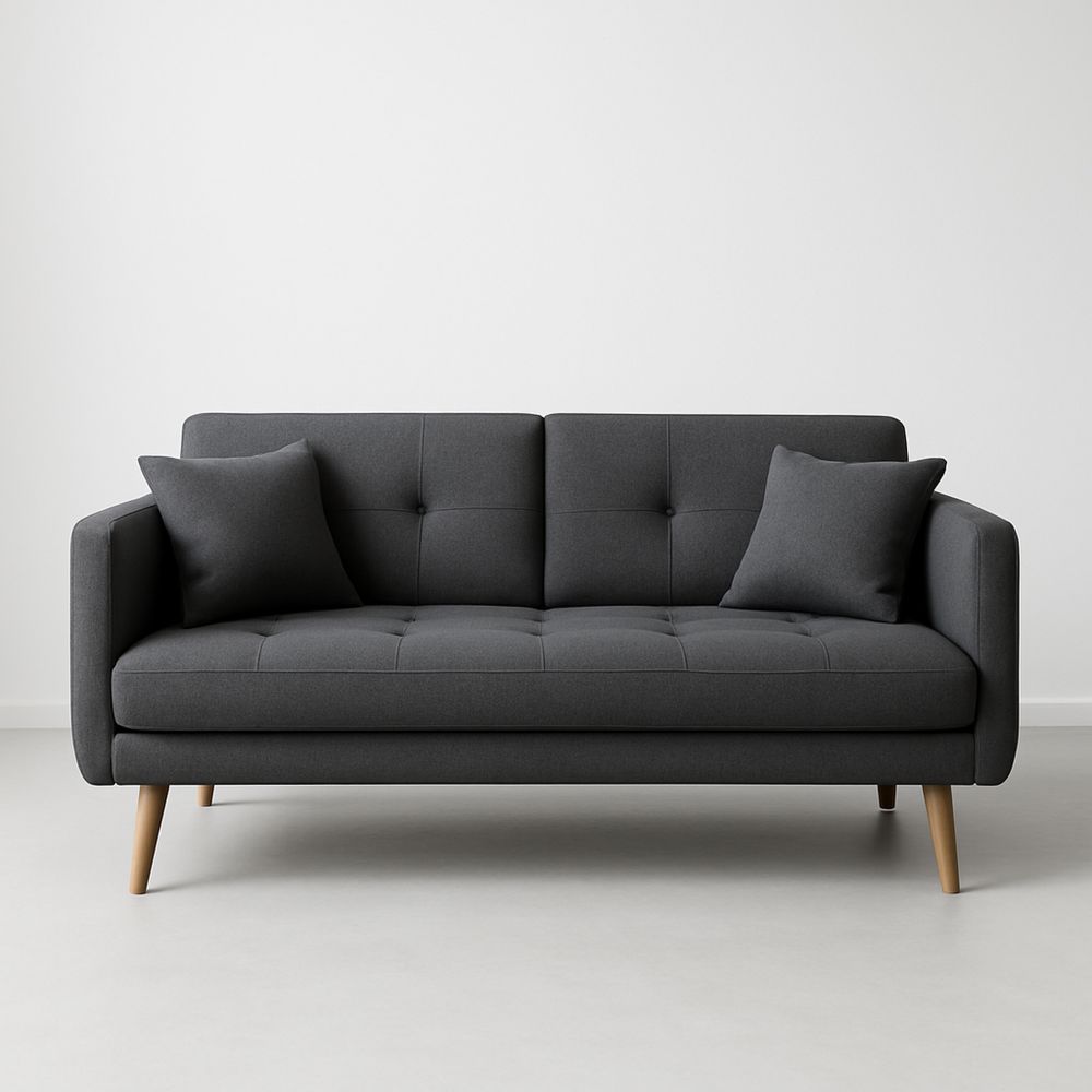Kolmen istuttava tumma harmaa kangassohva pyökkijaloilla-Pureauroravital