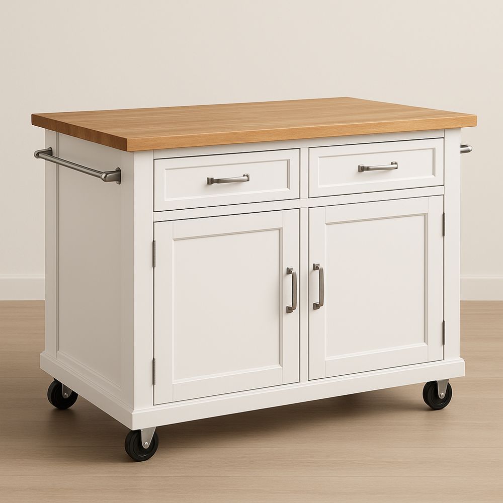Keittiösaareke pyörillä Tammi/Valkea MDF 120cm x 60cm x 90cm-Pureauroravital