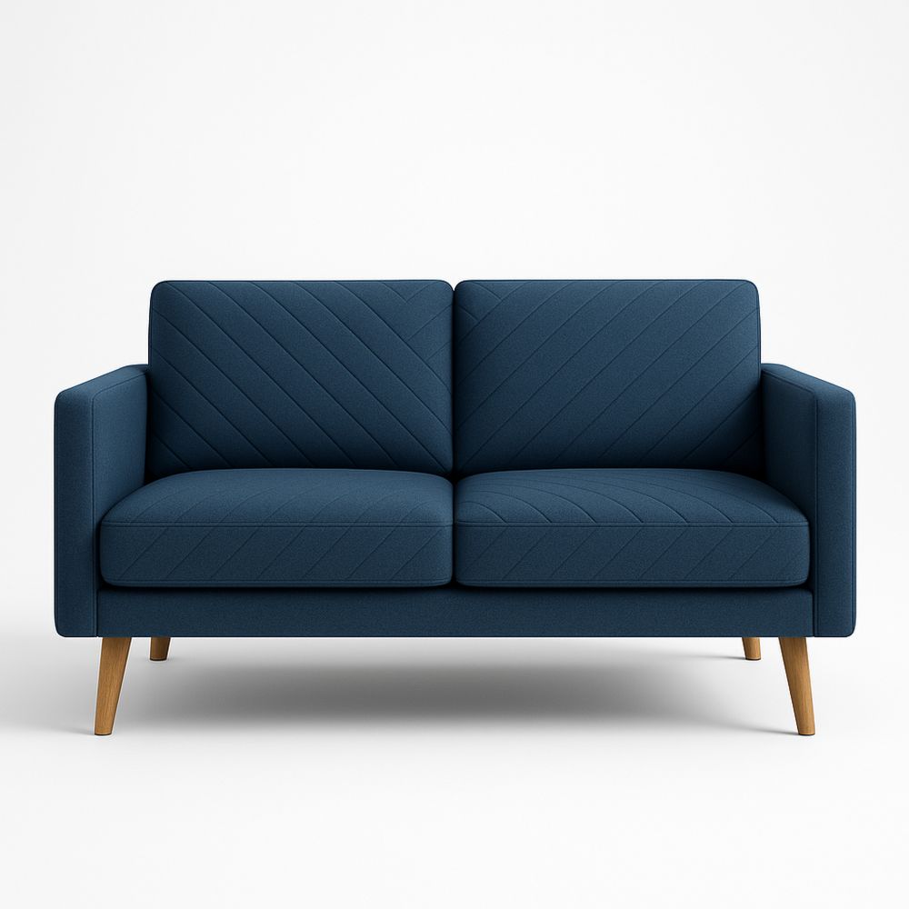 Sininen Kaksipaikkainen Sohva Polyesterikankaalla ja Tammi Puujaloilla-Pureauroravital