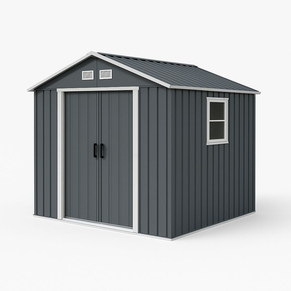 Metallinen työkaluvaja 277x319x192 cm, tummanharmaa valkoisilla reunoilla-Pureauroravital