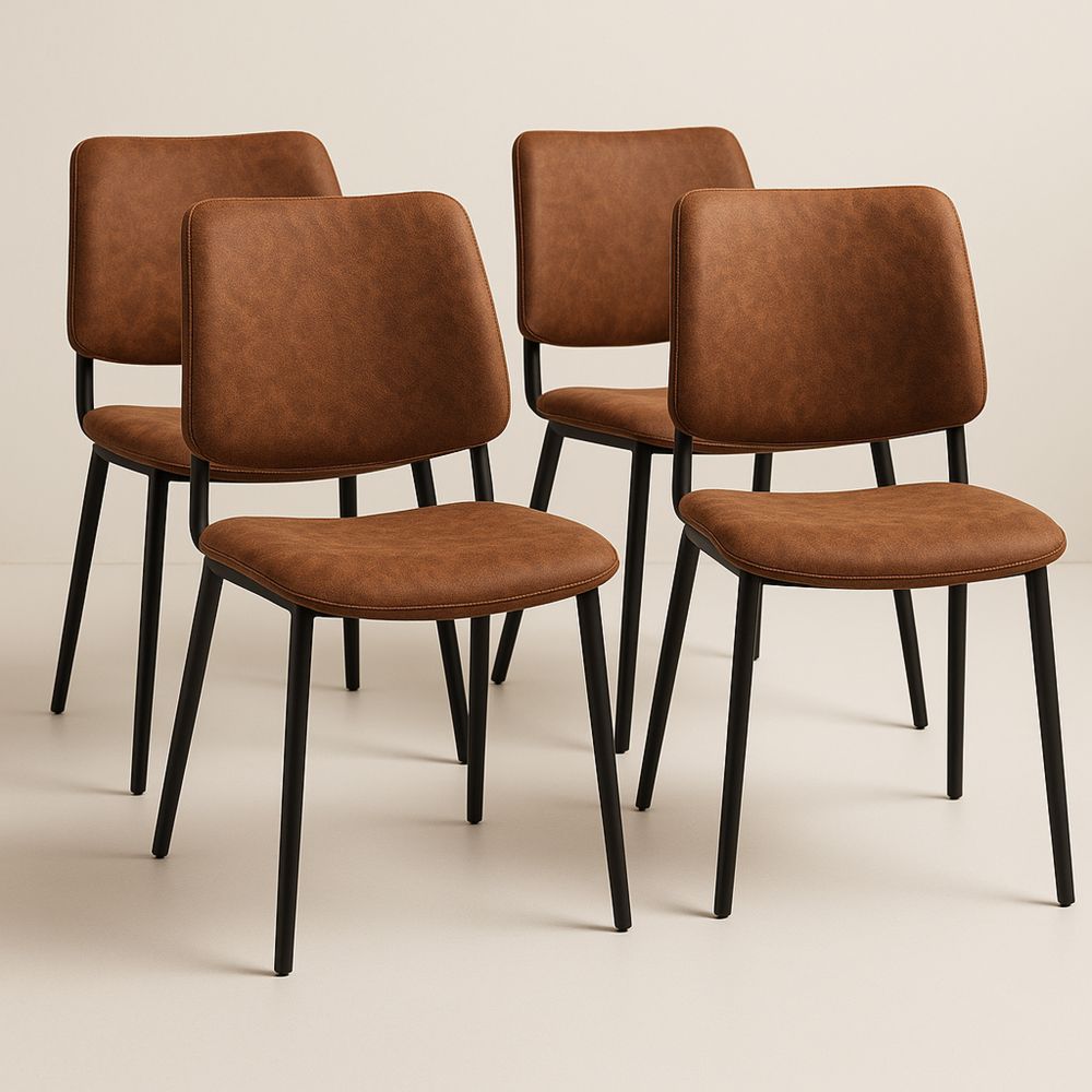 Neljä keinonahkatuolia metallirungolla, ruskea/musta-Pureauroravital