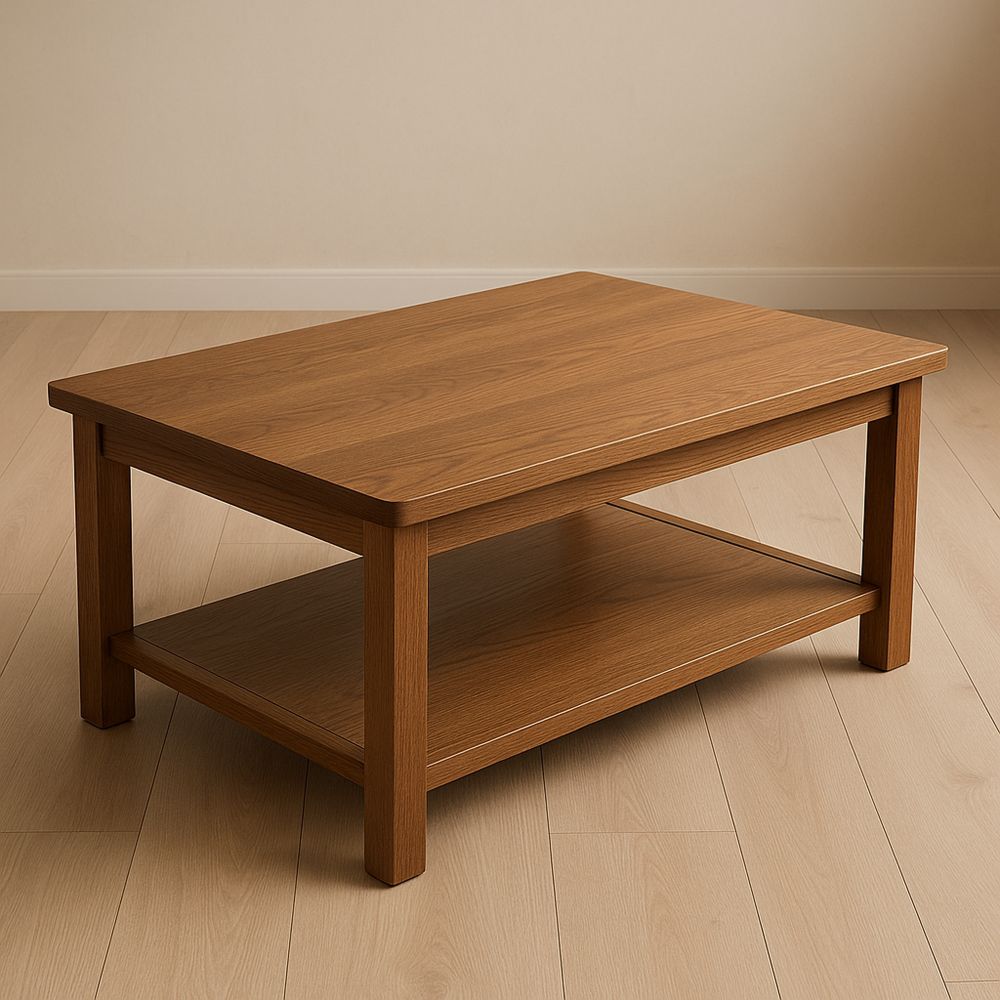 Puupintainen kahvipöytä kahdella tasolla MDF 100cm x 60cm x 45cm-Pureauroravital