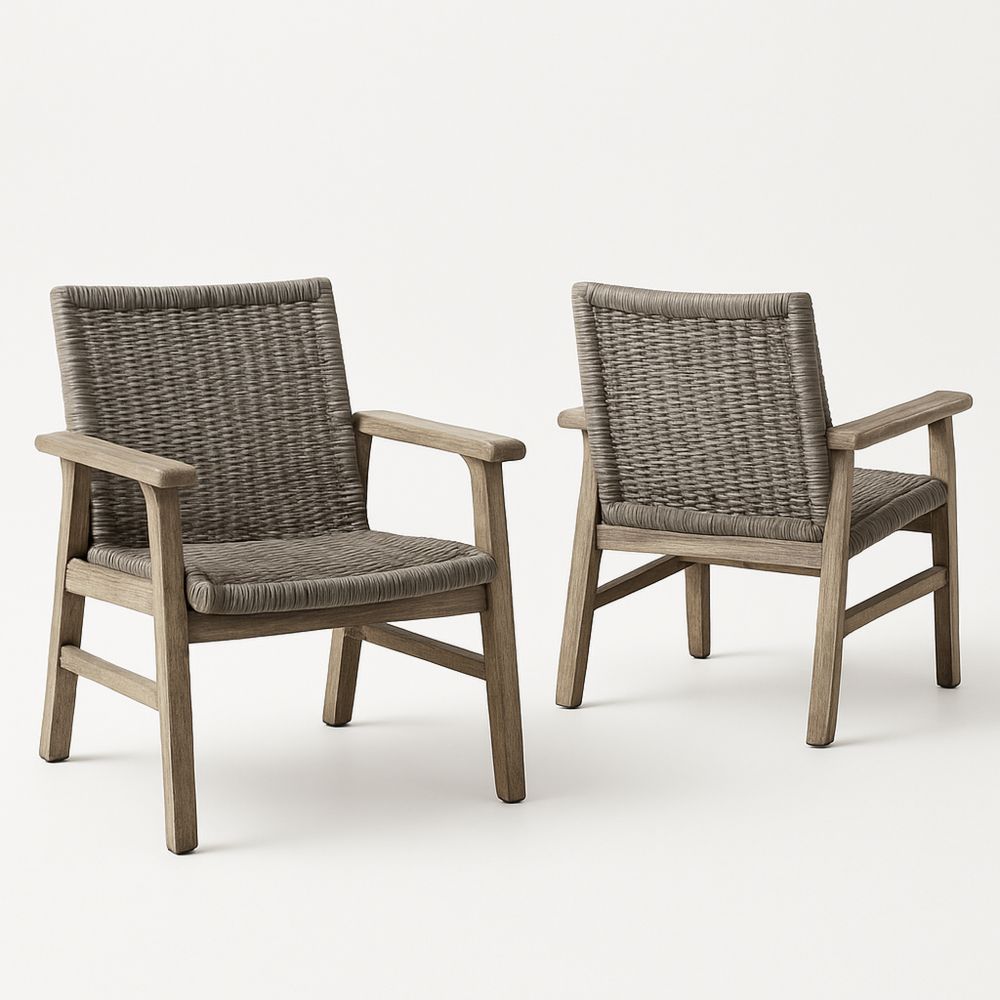 2 kpl puutuoli polyrottinki istuin harmaa-Pureauroravital