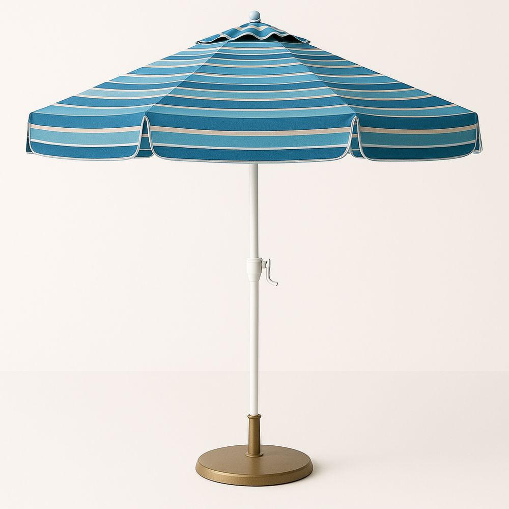 Pyöreä teräs aurinkovarjo siniraidallinen-Pureauroravital