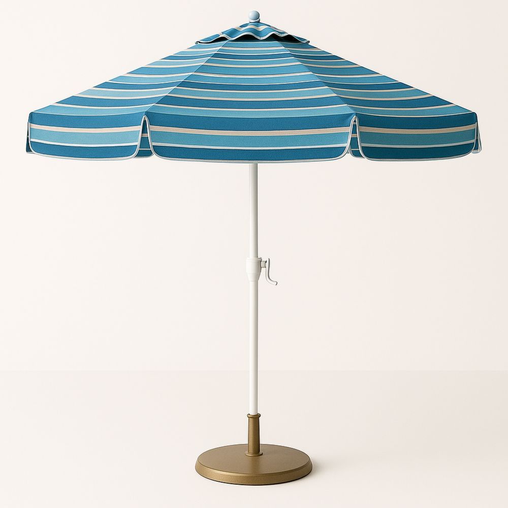 Pyöreä teräs aurinkovarjo siniraidallinen-Pureauroravital