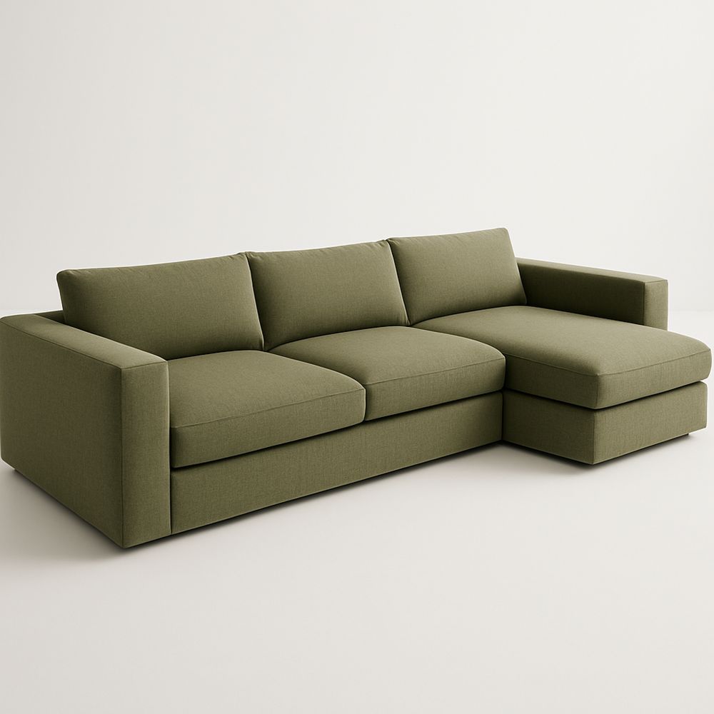 Vihreä oikeanpuoleinen kulmasohva polyesterikankaalla-Pureauroravital