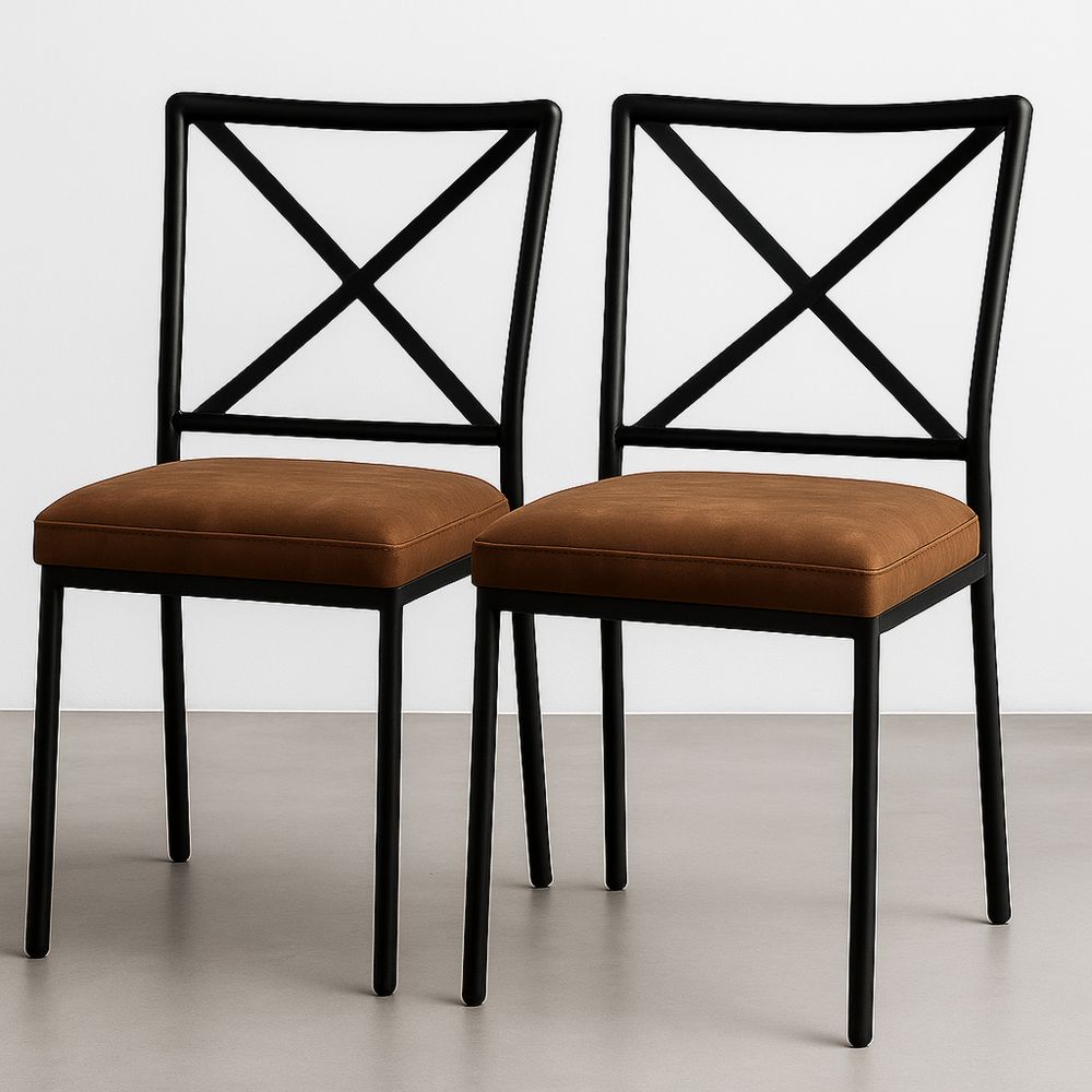 Metallirunkoiset tuolit, ruskea pehmustettu istuin, 2 kpl-Pureauroravital