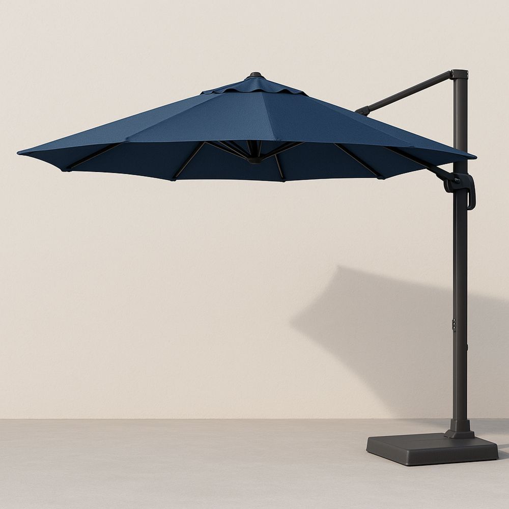 Pyöreä aurinkovarjo 3 m Alumiini Polyesteri Tummansininen-Pureauroravital