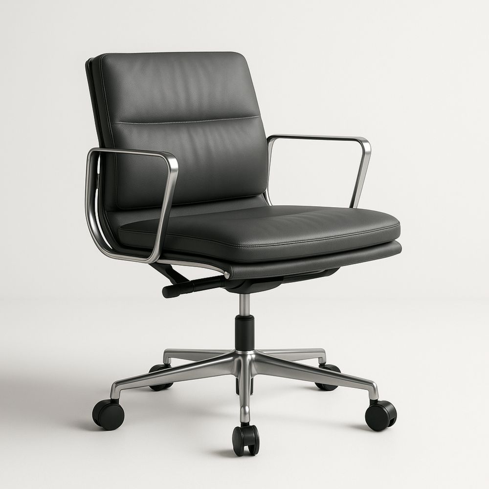 Pyörivä toimistotuoli nahka musta 65 cm säädettävä korkeus-Pureauroravital