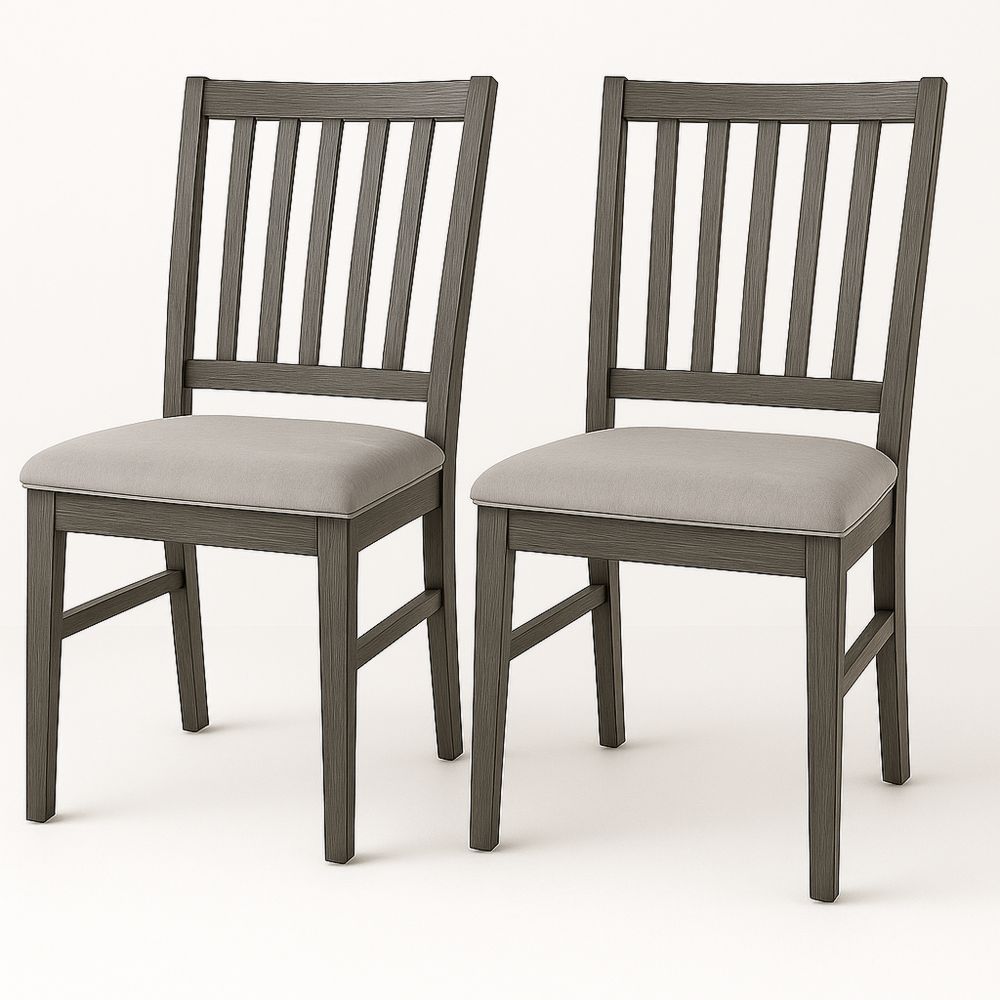 Kaksi harmaa puutuolia pehmustetulla istuimella-Pureauroravital