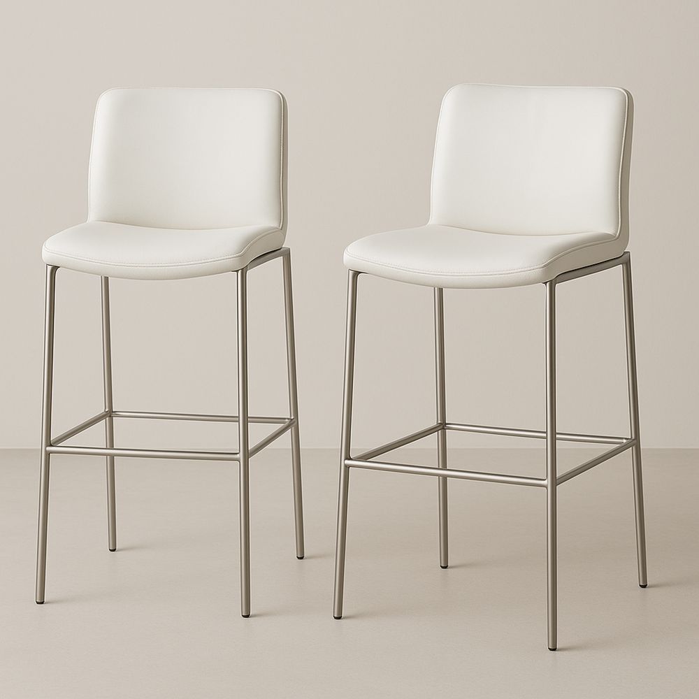 Valkoinen baarituolipari ruostumattomasta teräksestä-Pureauroravital