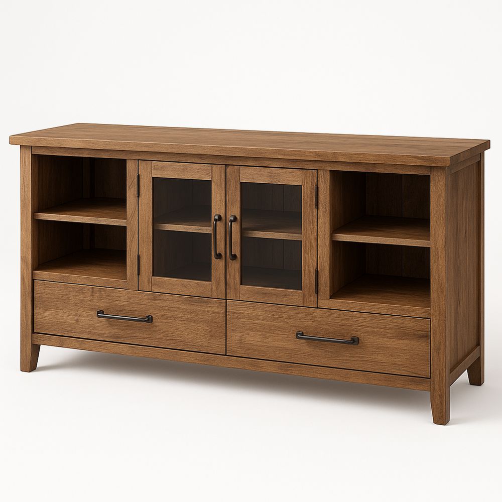 Puutaso Teräsvedin Tv-taso Karkaistu lasihyllyt Pähkinänruskea 150x50x75cm-Pureauroravital