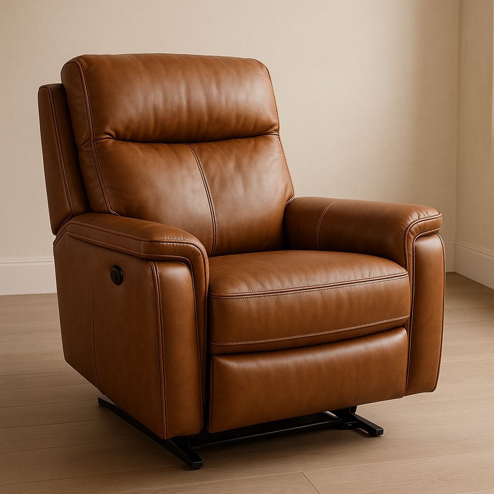 Nahkainen nojatuoli ruskea säädettävä istuin 100x90x85 cm-Pureauroravital