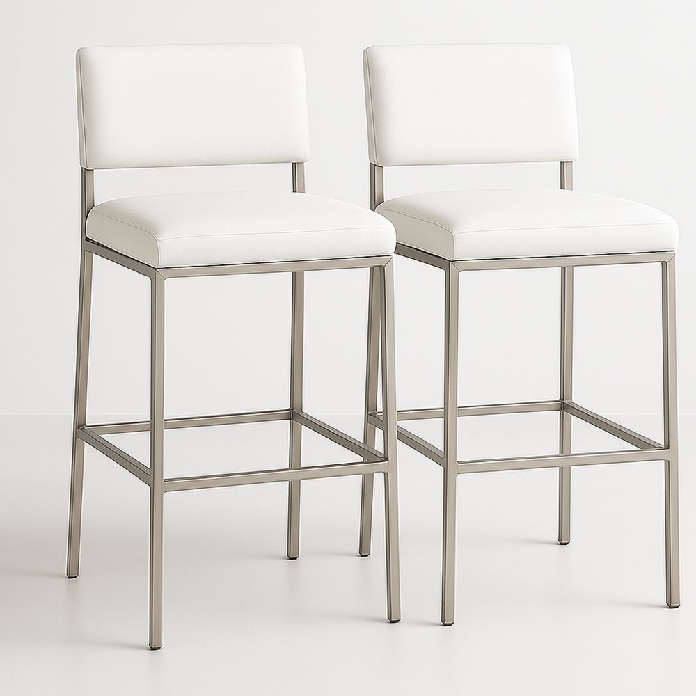 Metallinen Baarituolipari Keinonahka Valkoinen-Pureauroravital