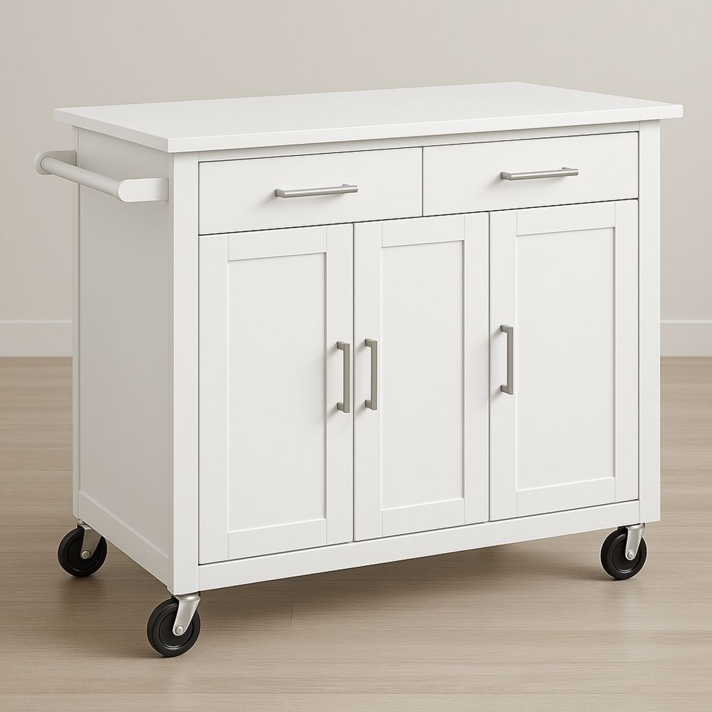 Keittiösaareke Pyörillä MDF Metalli Valkoinen-Pureauroravital