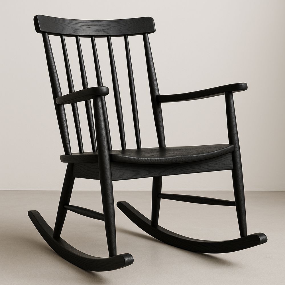 Keinutuoli täyttä tammipuuta musta-Pureauroravital