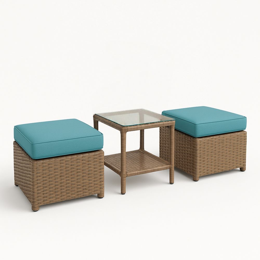 Polyrottinki/Lasi Puutarhapöytäsetti Sininen/Beige-Pureauroravital