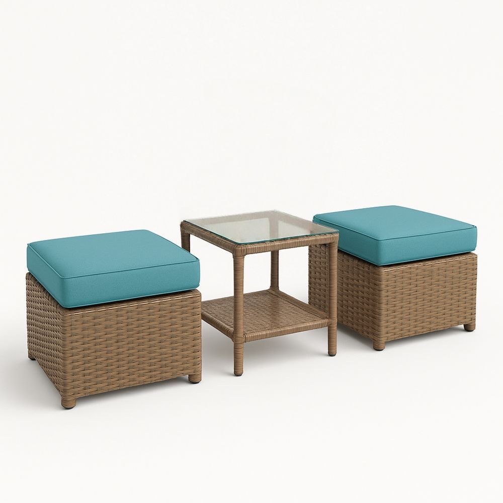 Polyrottinki/Lasi Puutarhapöytäsetti Sininen/Beige-Pureauroravital