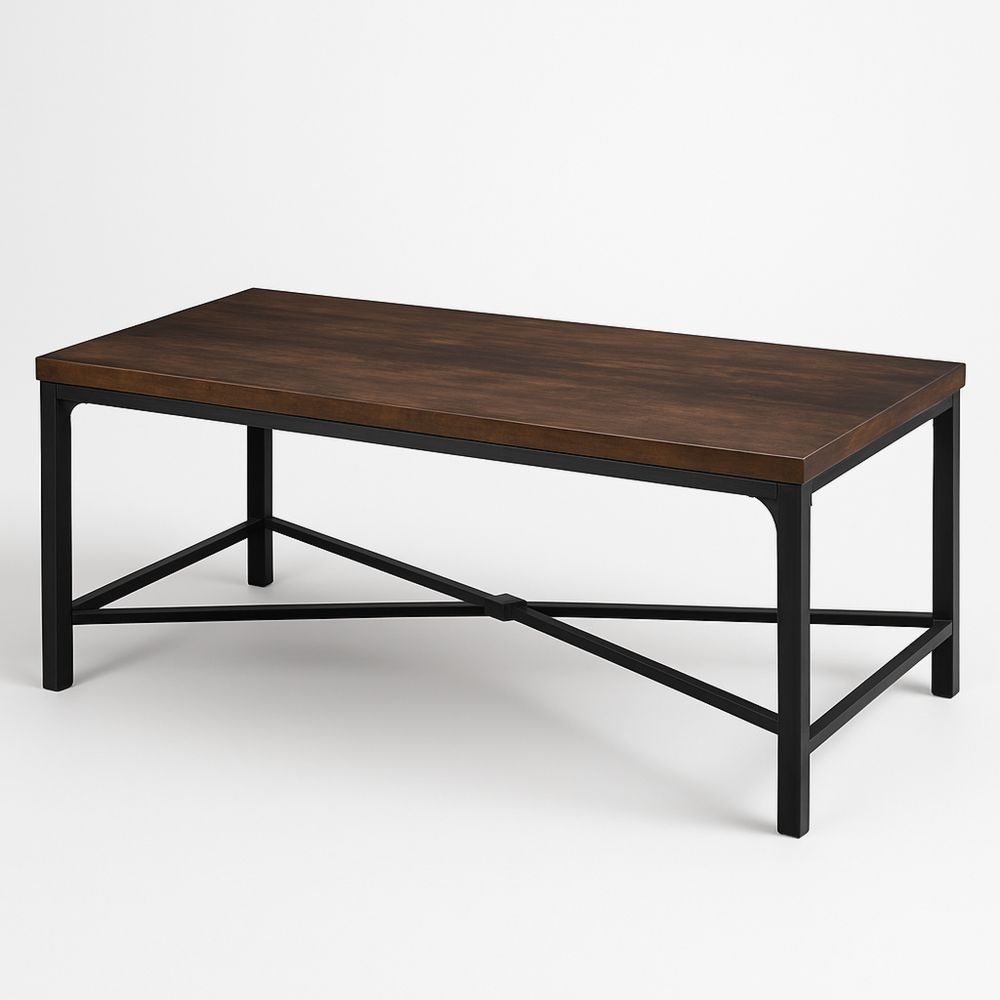 Massiivipuu-kahvipöytä metallirungolla 120 x 60 x 45 cm-Pureauroravital