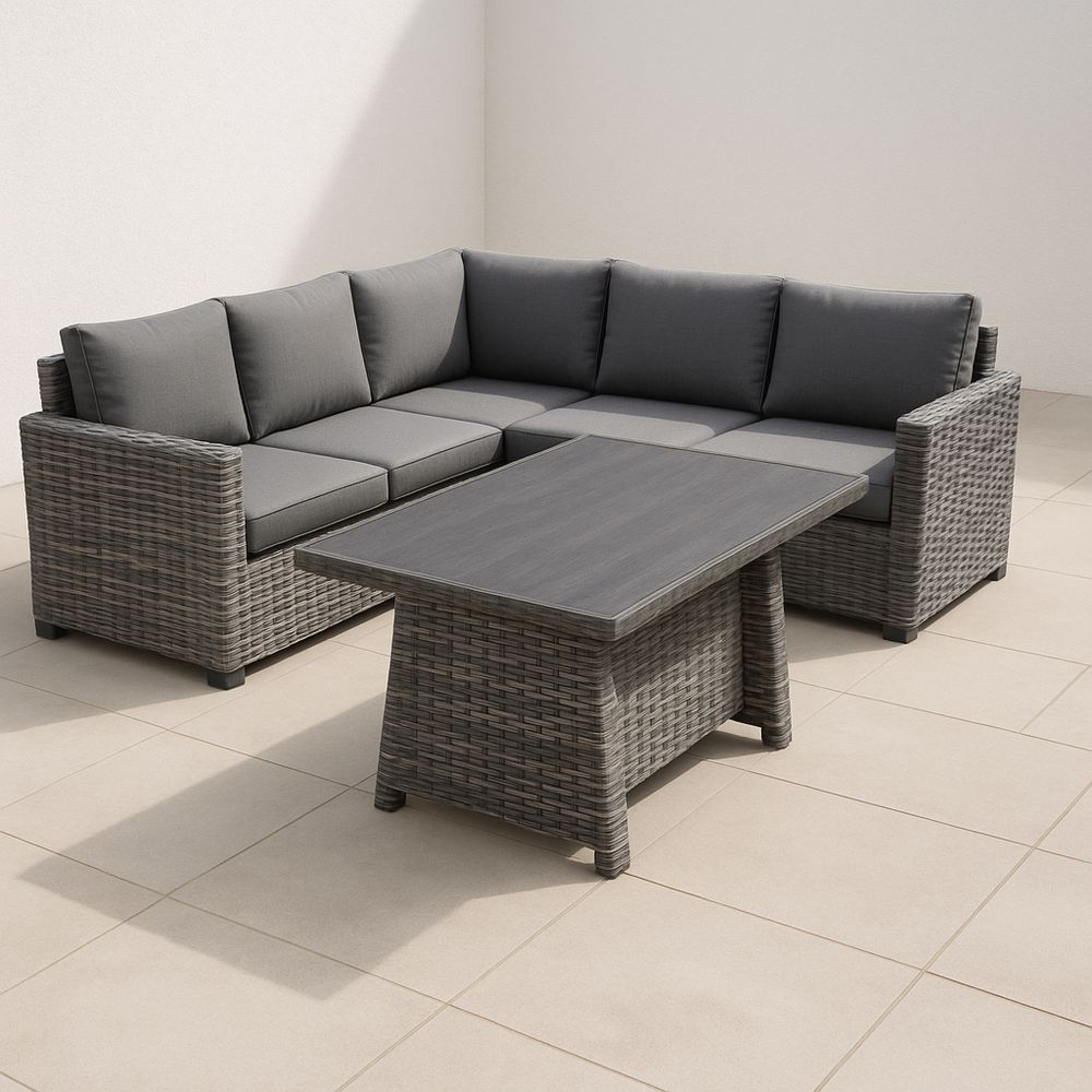 Polyrottinki Moduulisohvasetti Alumiinirungolla ja Pöydällä Harmaa-Pureauroravital