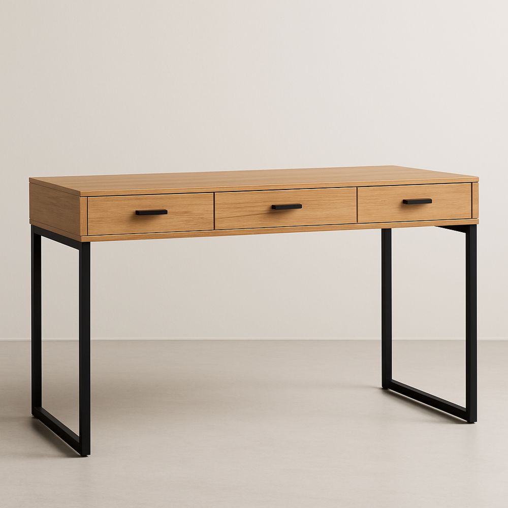 MDF ja teräs kirjoituspöytä kolme laatikkoa 120x55x75 cm-Pureauroravital