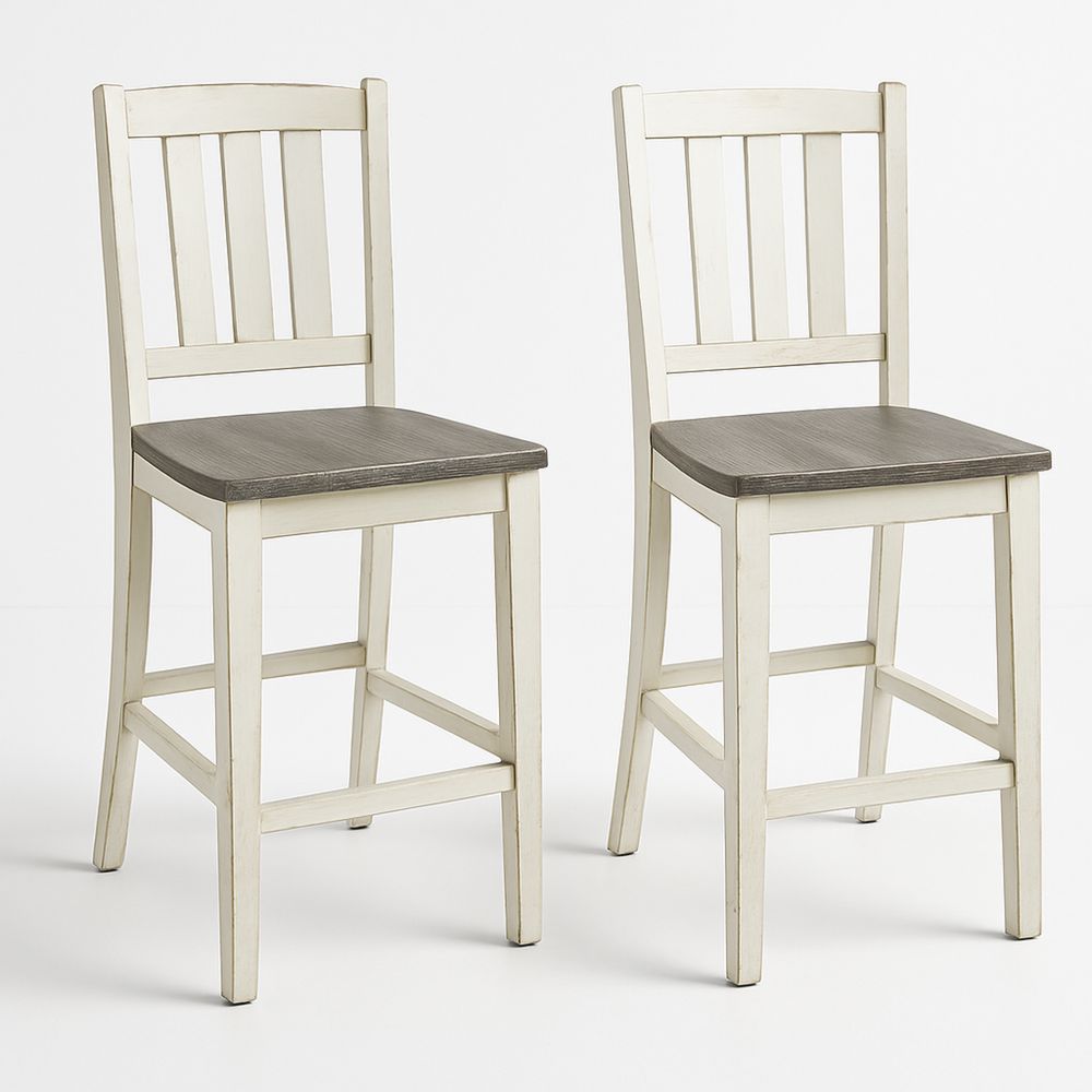 Puurunkoiset valkoiset baarituolit harmaalla MDF-istuimella, 2 kpl-Pureauroravital