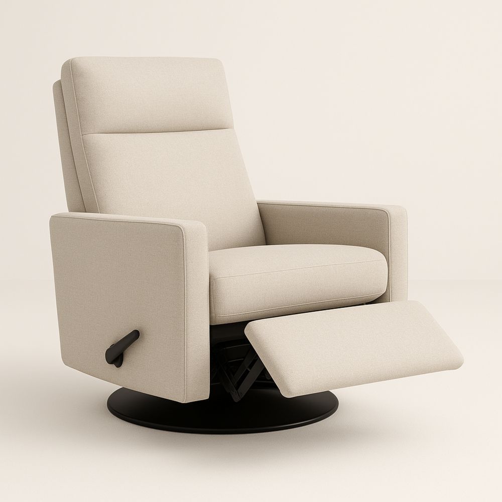 Vaaleanbeige kankainen nojatuoli teräsrungolla-Pureauroravital