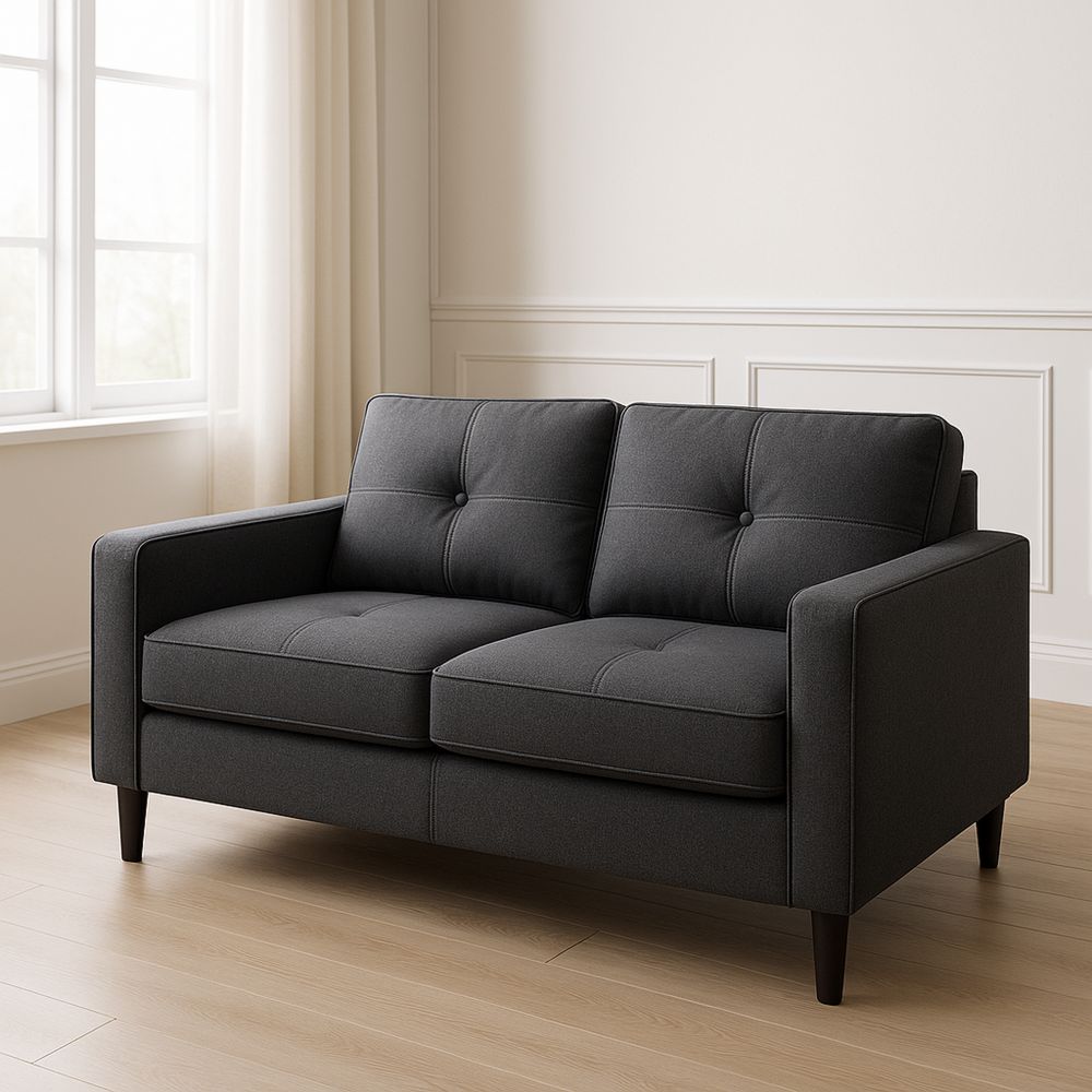 Tumma harmaa kaksi-istuttava sohva polyesterikankainen-Pureauroravital