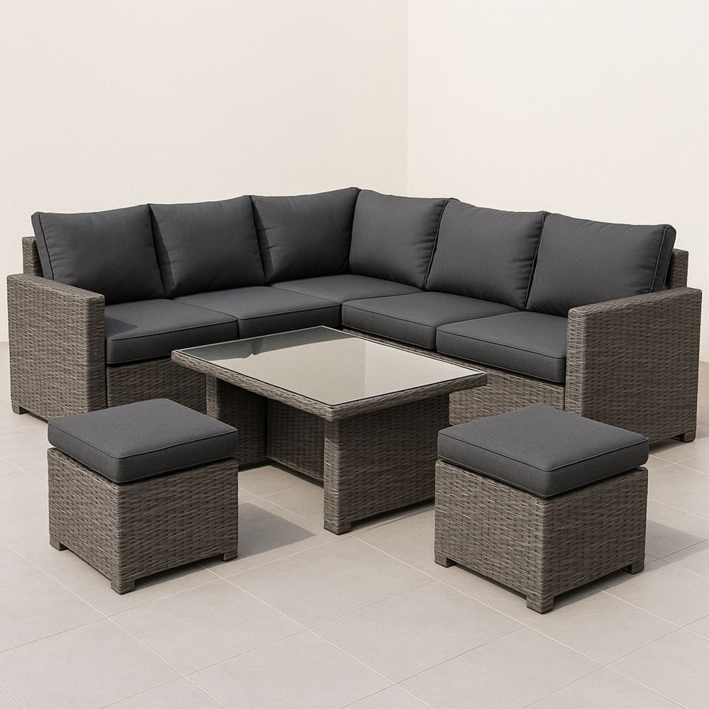 Polyrottinki Kulmamoduulisohvasarja Karkaistu Lasi Tummanharmaa-Pureauroravital