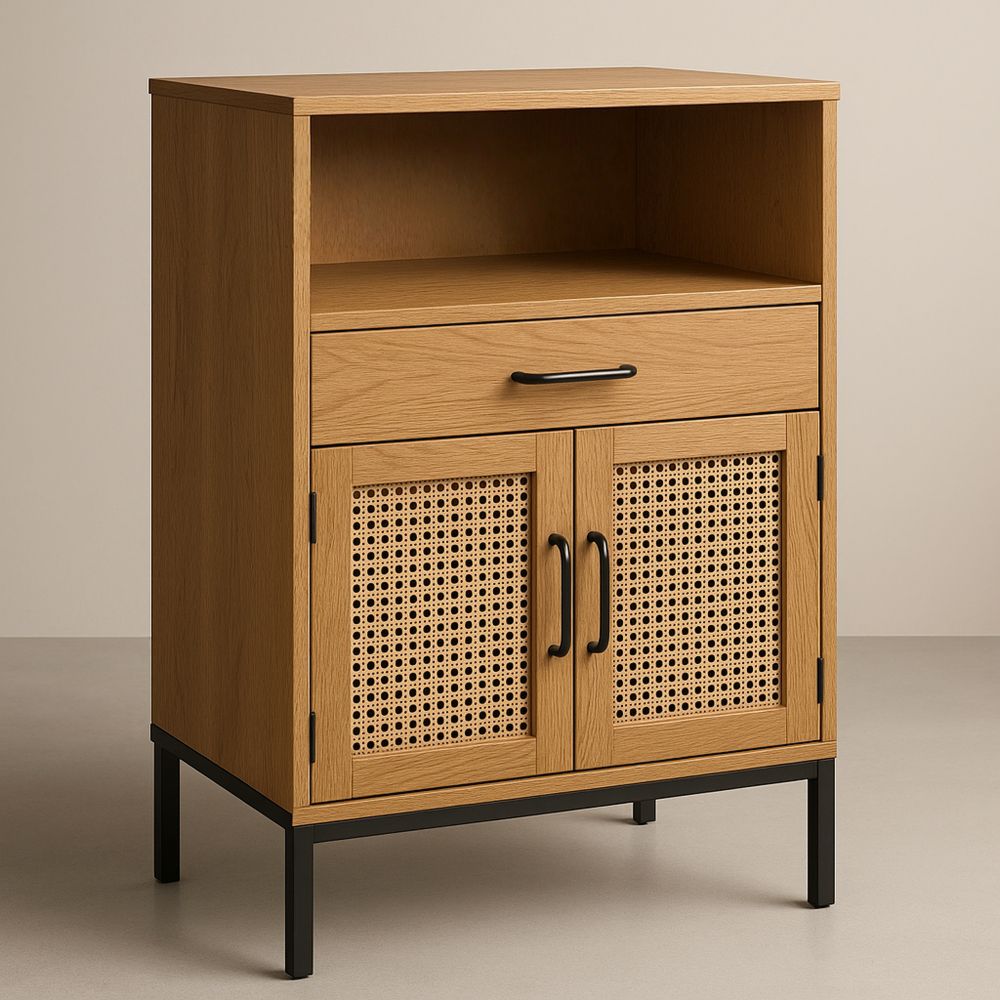 Kaappi tammi/rottinki säilytystilalla-Pureauroravital