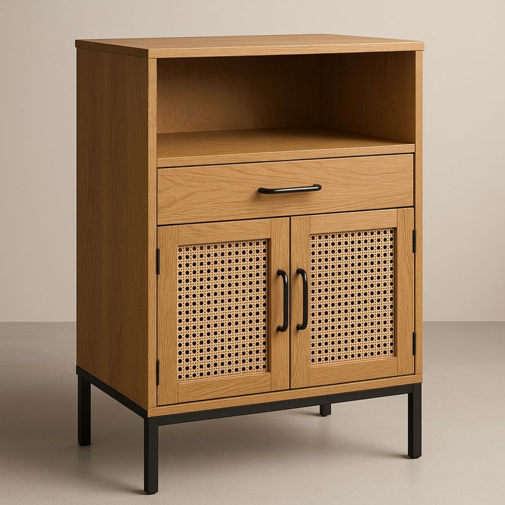 Kaappi tammi/rottinki säilytystilalla-Pureauroravital