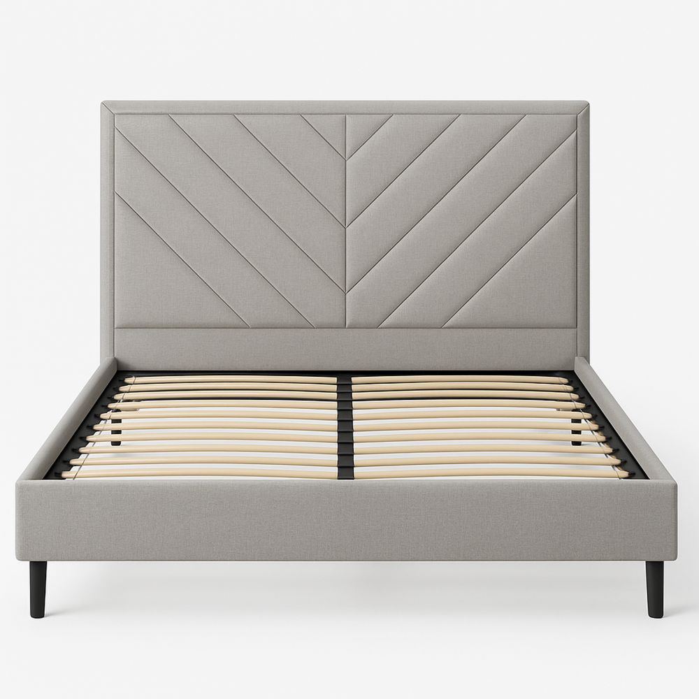 Kankainen vuodekehikko metallisella pohjalla, harmaa, 200 cm x 150 cm-Pureauroravital