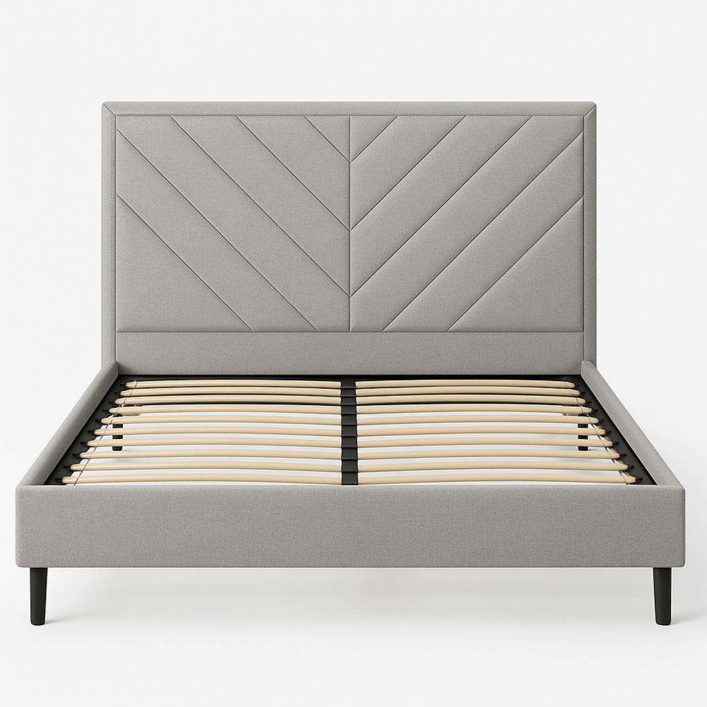 Kankainen vuodekehikko metallisella pohjalla, harmaa, 200 cm x 150 cm-Pureauroravital