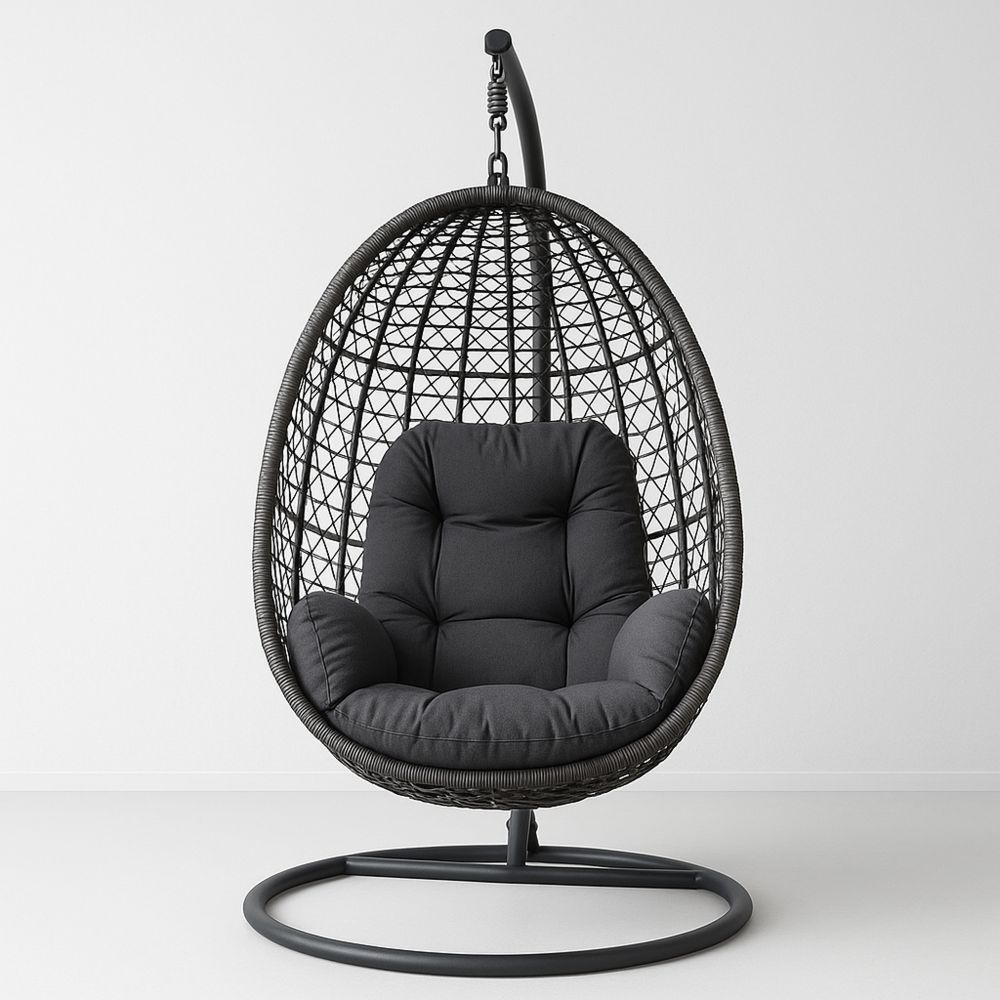 Riipputuoli Teräsrunko Polyrottinki Tyyny Musta Ø100cm-Pureauroravital